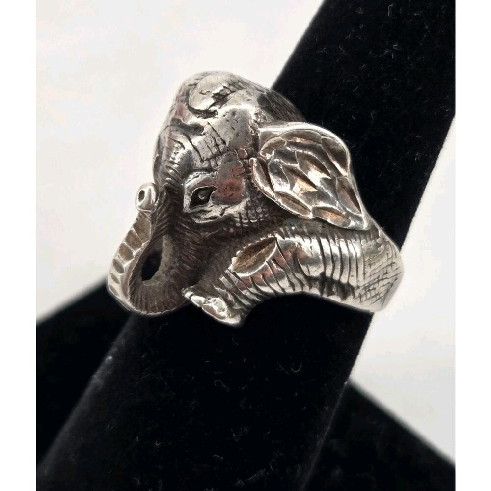 Vtg Native American Shubes Manufacturing Elephant Sterling Silver Ring Sz 6.25 - Picture 11 of 11